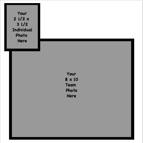 Completely Custom 2 1/2 x 3 1/2 Vert Ind + 8 x 10 Horz Team